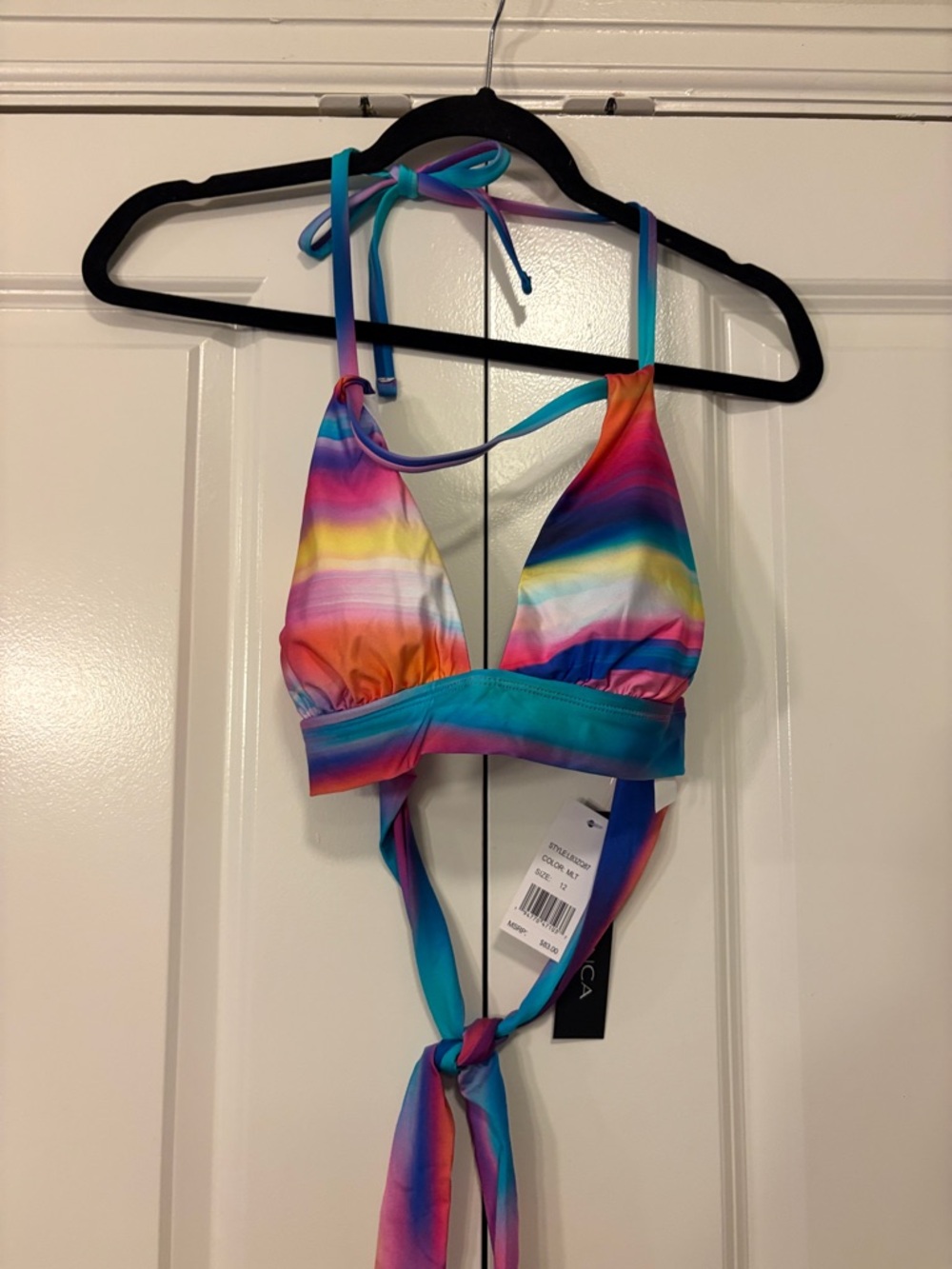 Blanca Girls Rainbow Stripe Halter Bikini Top